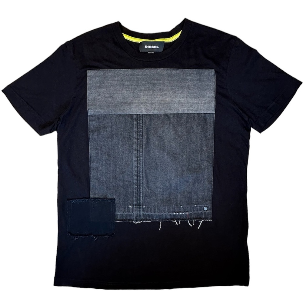 Diesel Men's Black Jean Patch Tee Short Sleeve Graphic Cotton T-Shirt Size Small